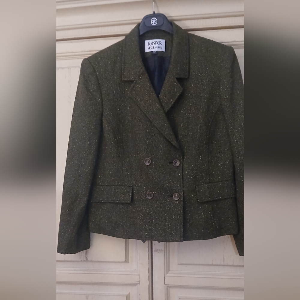 Missy Kasper Olive Tweed Blazer